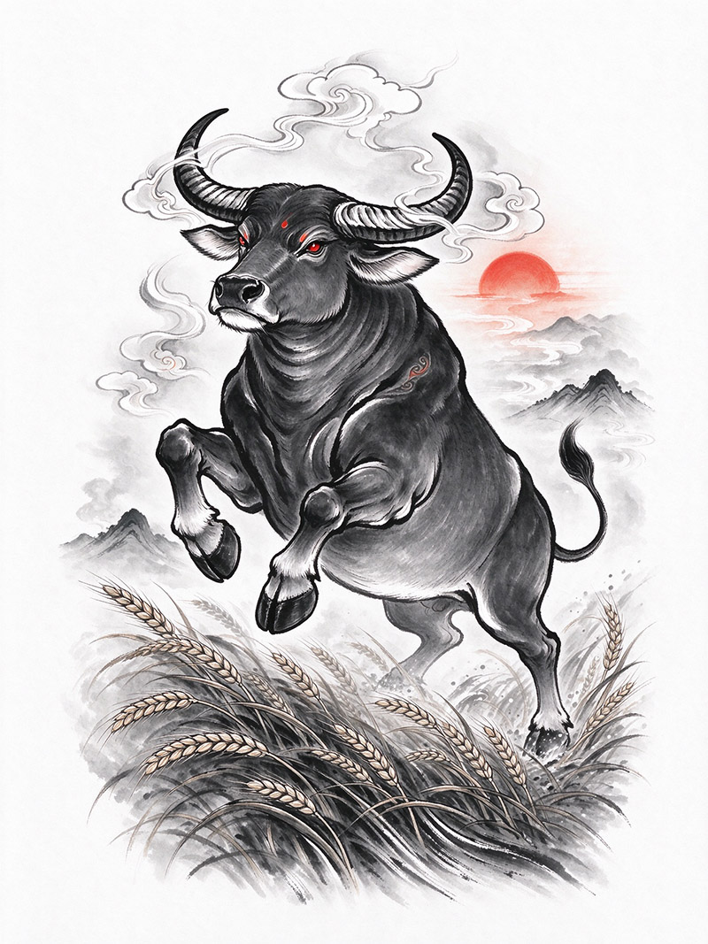 十二生肖牛 — Zodiac Ox Chinese tattoo picture